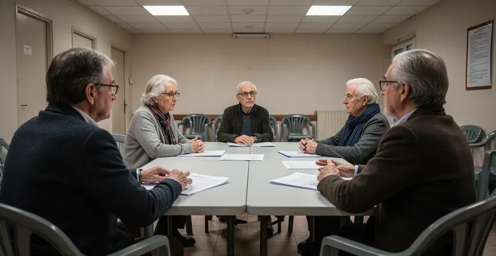 Réunion de copropriétaires en assemblée pour voter la rénovation énergétique